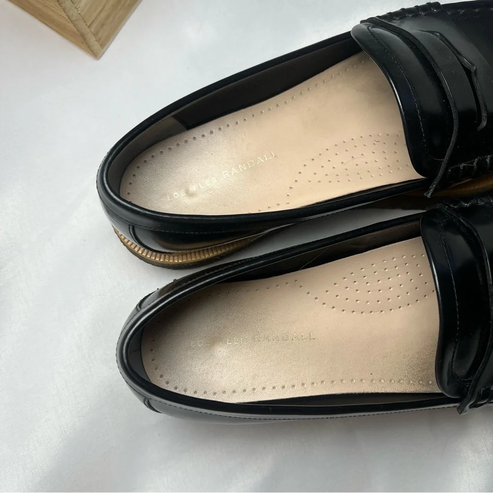 Loeffler Randall Sleek Black Loafers with Tan Platform Sole